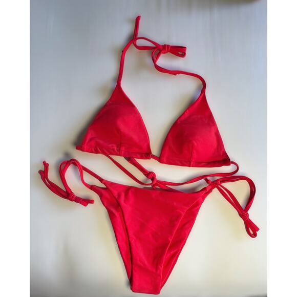 NEW Triangle Top Red Cheeky String Bikini Medium A-C Cup - Picture 4 of 5